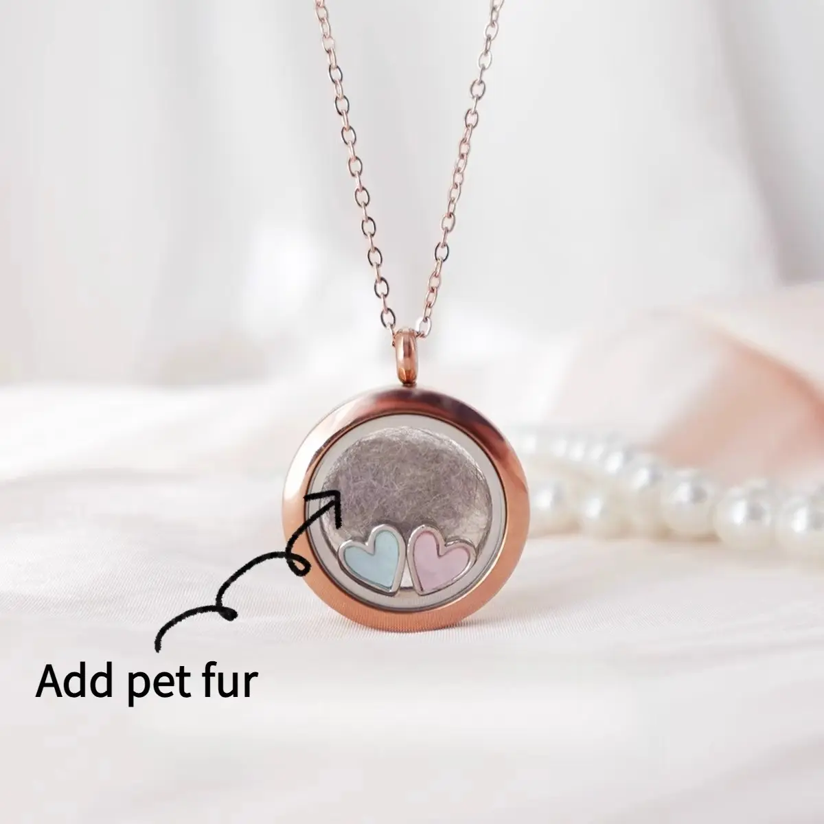 Pet Fur Memorial Necklace Dog Cat Ashes Hair Cherished Keepsake Necklace Small Transparent Glass Circle Chain Pet Urn Pendant Memorial Jewelry for Men Women Vial Souvenir