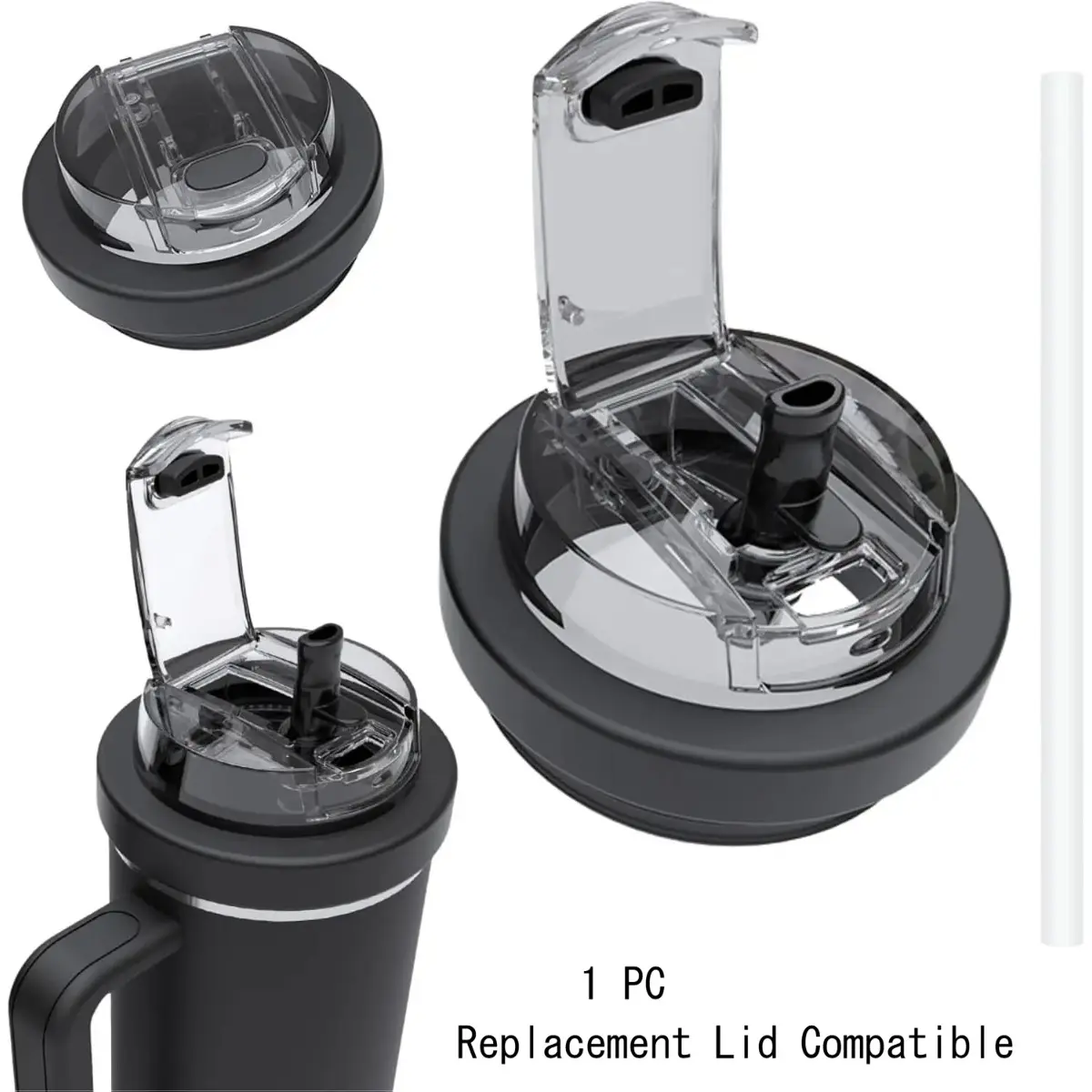 40oz Replacement Drinkware Lid Compatible with Other 40oz Tumblers, Dual-Spout 2-in-1 Design with Straw & Sip Opening, Leak-Proof Dustproof Cover, Detachable Silicone Seal Cup Accessory,Father's Day Gifts,Graduation Gift,Leak Proof Lids,Deals For You