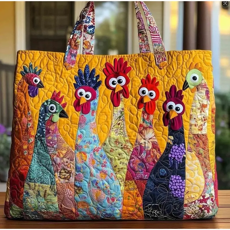 Women's Stylish 3D Digital-Print Down-Style Tote Bag - Soft, Quilted, Padded Fabric Casual Shoulder Bag for Daily Commuting, Tote Bags
