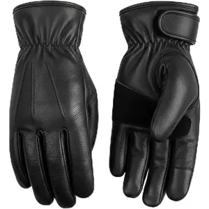 Retro Touchscreen Motorcycle Gloves, Winter Gloves for Men & Women, Leather Work Gloves Thermal Fleece Lining for Riding Driving Walking
