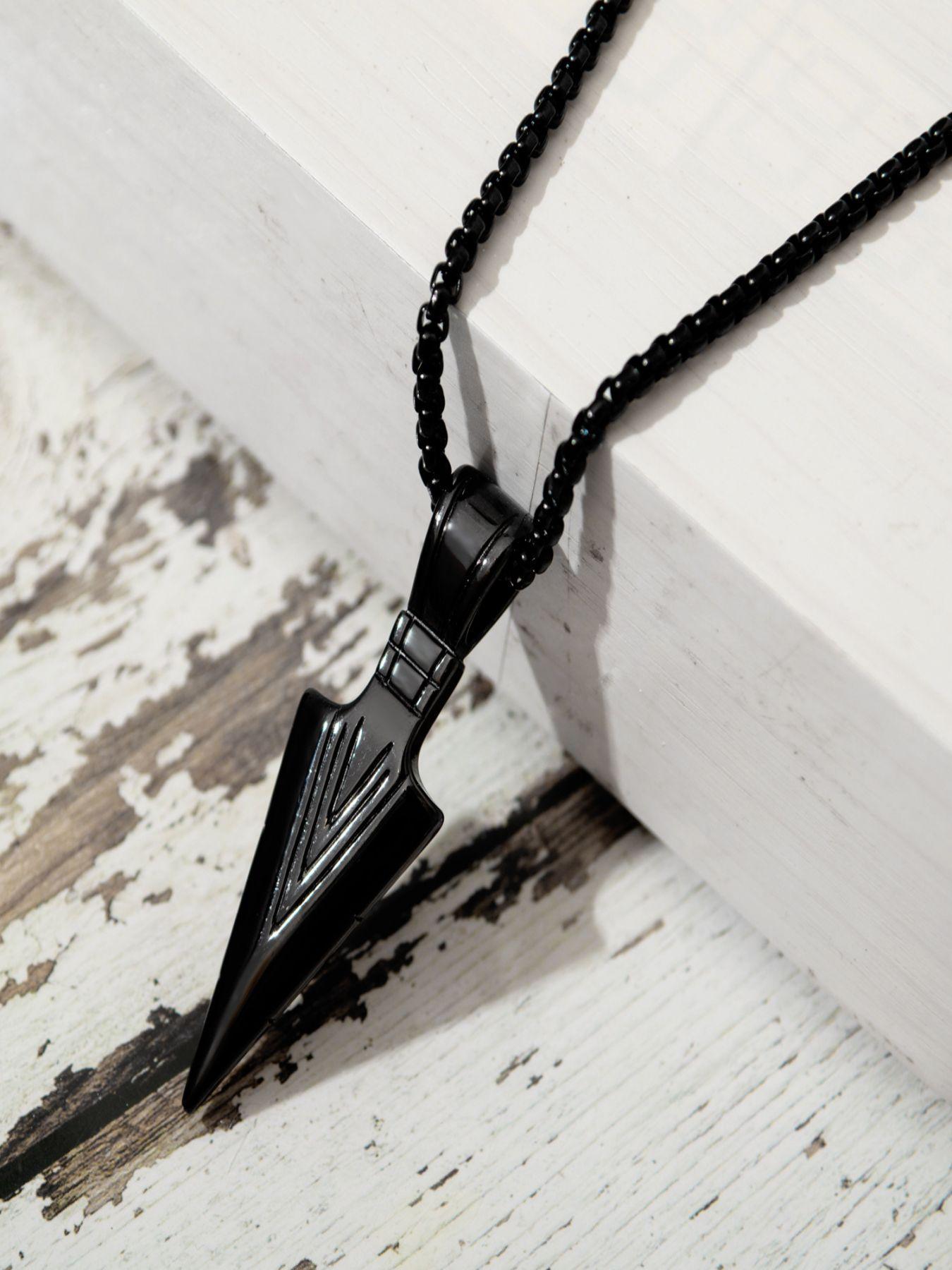 Punk Style Arrow Design Engraved Detail Pendant Necklace, Stainless Steel Jewelry for Party, Daily Clothing Decor, Trendy All-match & Exquisite Chain Jewelry for Birthday Gift
