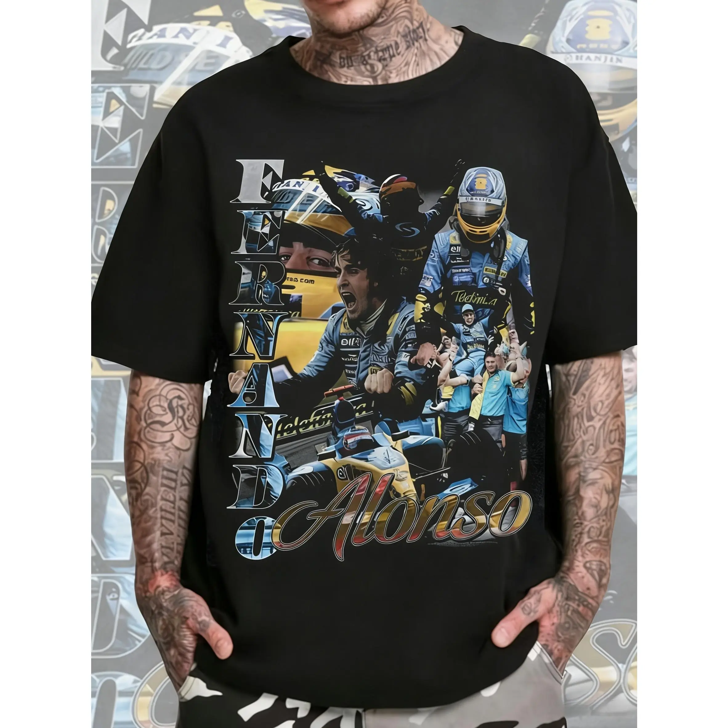 Introducing Unisex Alonso Racing Tees for Both Men And Women, Featuring a Nostalgic 90S Graphic Design. These Classic Fit Shirts Are Made from Soft, High-Quality Fabric, Perfect for Casual Sportswear And Collectible Items