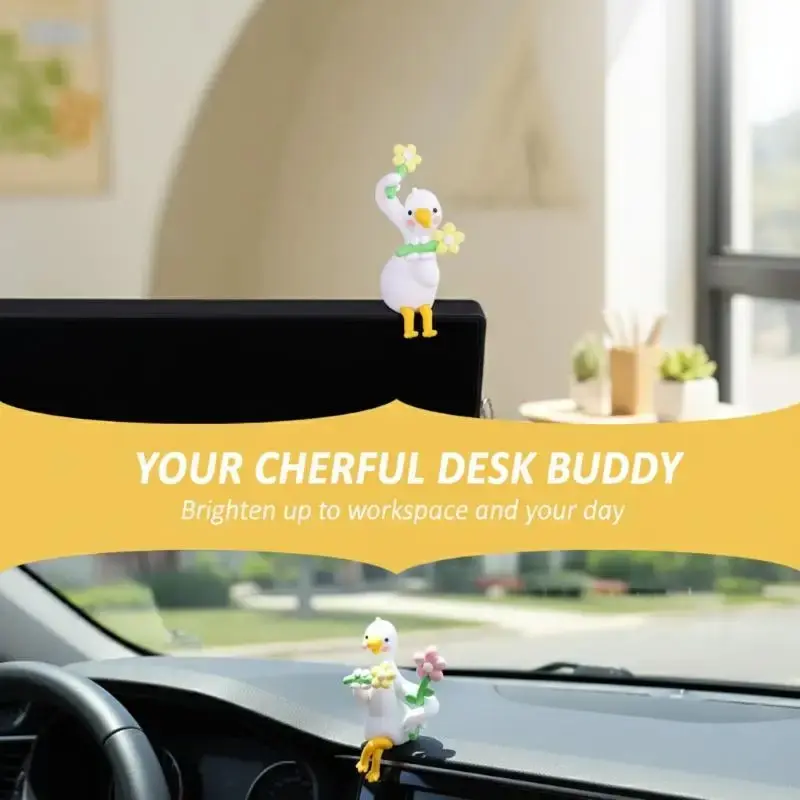 1 PCS Resin Goose Figurine - Cute Mini Decor for Computer Monitor, Car Dashboard (Toys & Hobbies Classic Novelty Action Toy Figure)