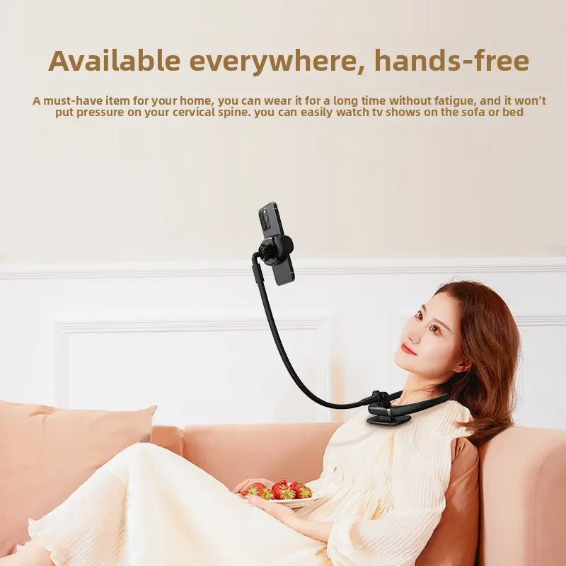 Adjustable Neck Mount Phone Holder Flexible Gooseneck Cellphone Stand Hands Free Lazy Bracket for Indoor Outdoor Use