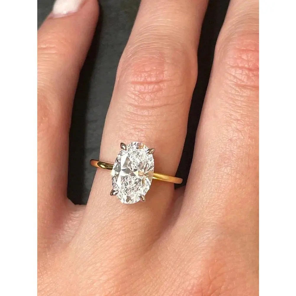 ROUSLY 925 Sterling Silve Shiny 1-8CT Zircon Oval Stone Ring For Women Engagement Wedding Luxury High Quality Fine Jewelry marquise