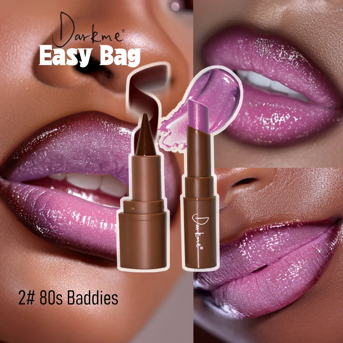 2 In 1 Cream Makeup Stick Matte Contour Bronzer & Shimmer Glow Blush Lip Tint Multi Use Dual End Cream Makeup Pen for Face Lips