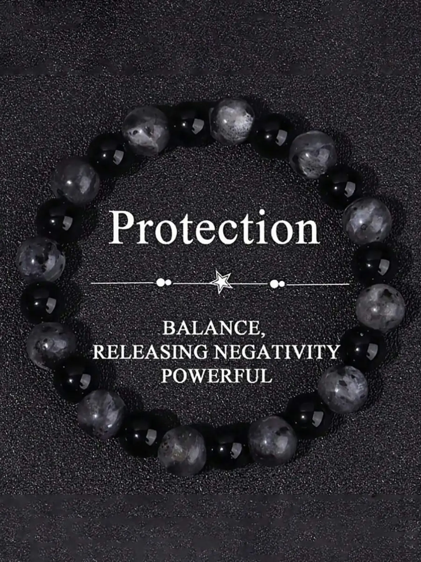 Natural Black Labradorite Bead Bracelet Grounding Protection Stress Relief Jewelry Gift Yoga Meditation Spiritual Healing Bracelet