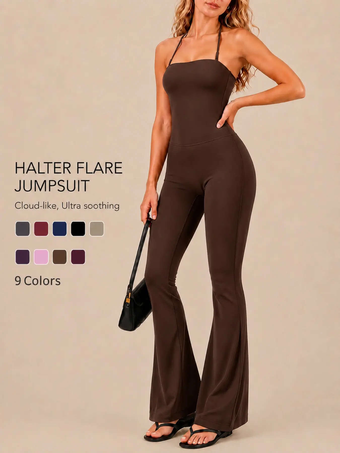 Women’s One Piece Workout Jumpsuit Solid Color Halter Strap Buttery Soft Comfortable Breathable High Stretch High Waist Shaping Yoga Outfit for Gym Cycling Training Moisture Wicking Daily Going Out Travel Casual Fashion Jumpsuit
