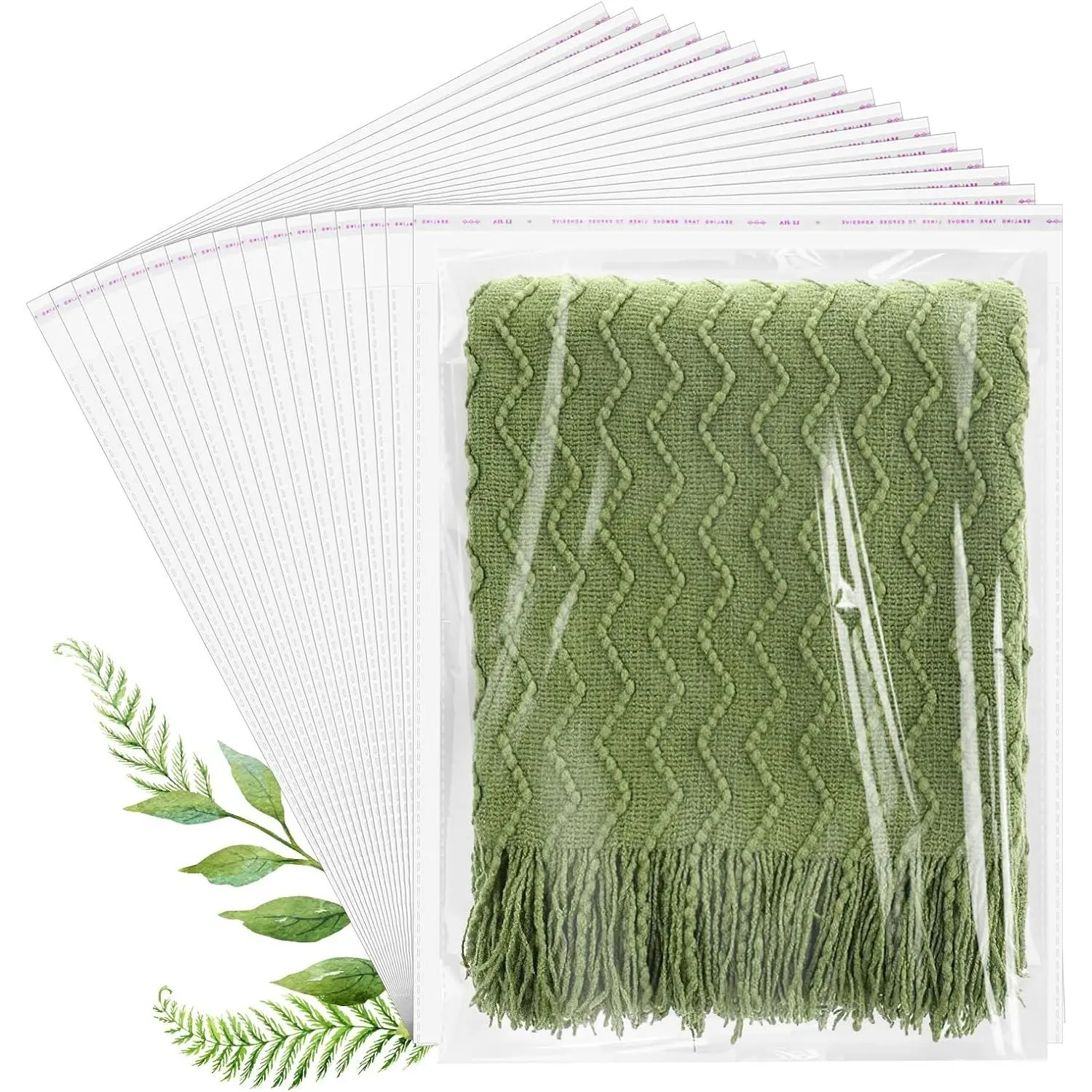 70 Pack 14x20" Clear Cellophane Bags, Transparent Plastic Bags for Shirts, Gift Wrapping, Party Favors & Artwork
