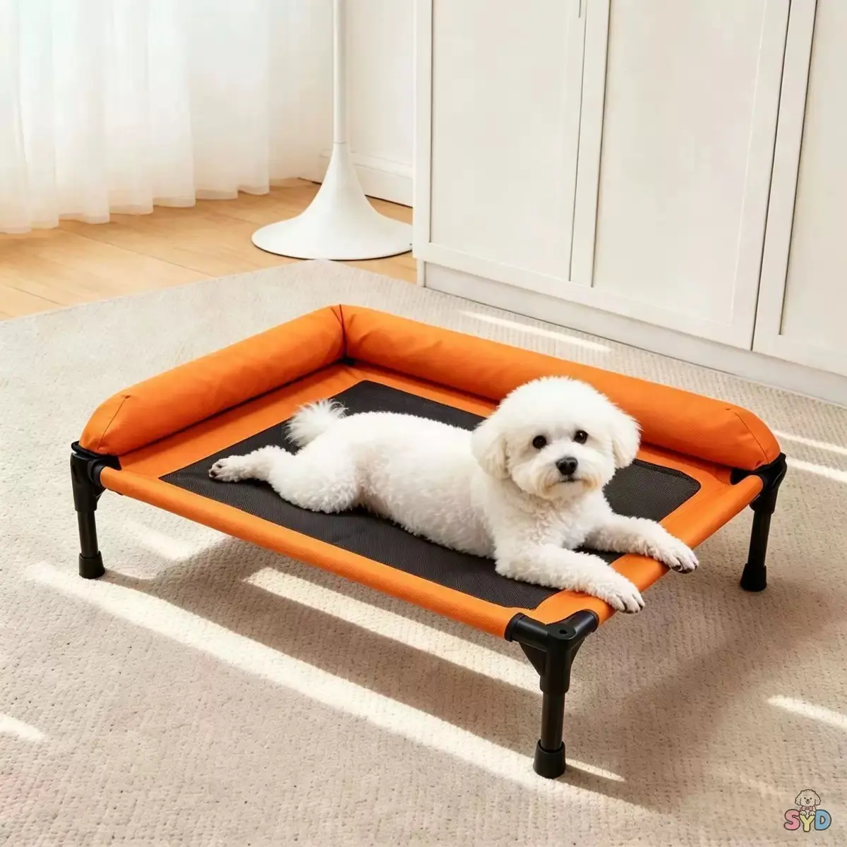 Moisture-Resistant L-Shaped Pet Bed with Neck Support, Puppy Bed, Universal for Dogs and Cats, Breathable and Detachable, Ideal for All Seasons