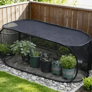 Foldable Garden Shade Net Cover with Steel Wire Frame, Pop-Up Plant Protection Mesh with 8 Ground Stakes for Raised Beds, Vegetables, Fruits & Seedlings