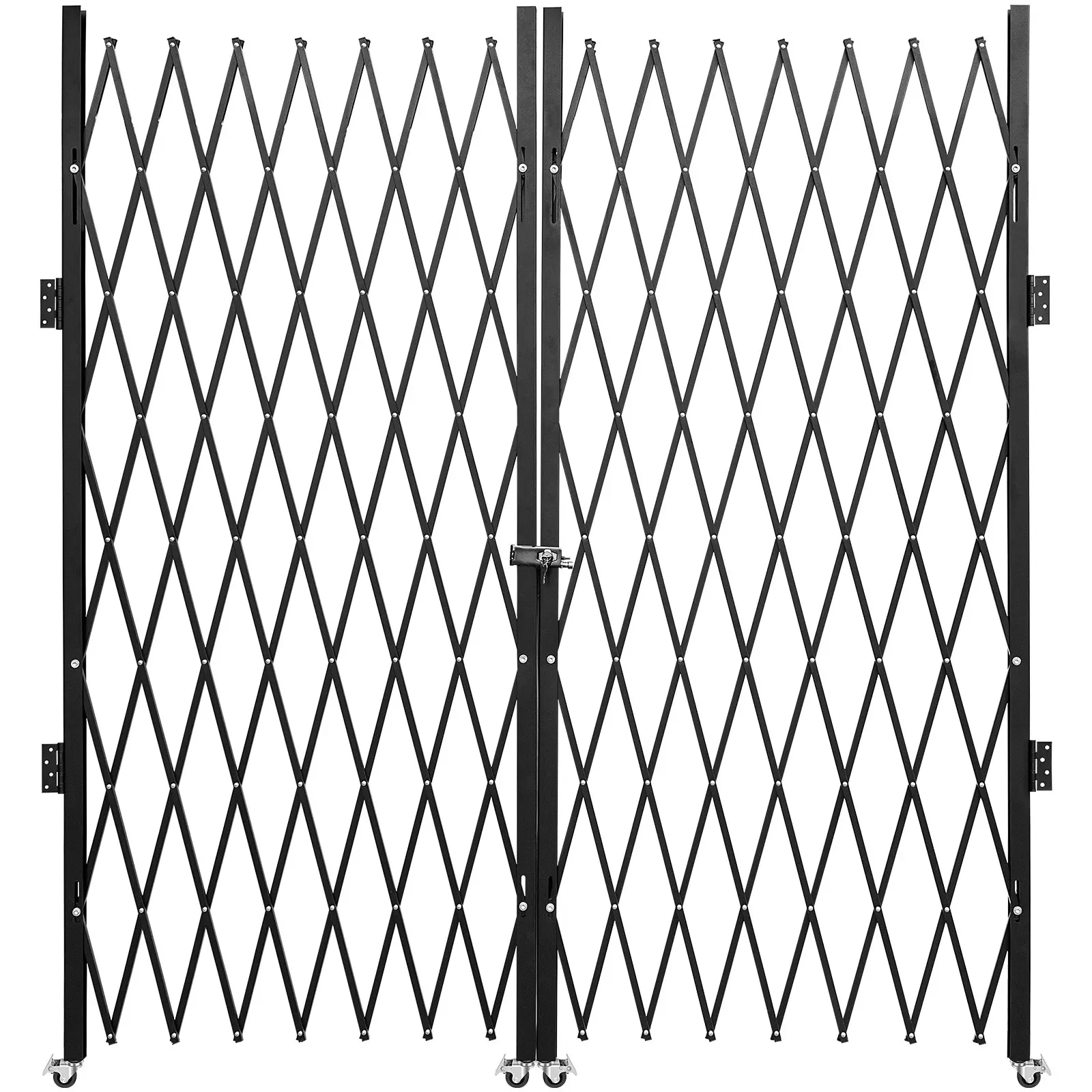 【toolupgrade】VEVOR Steel Double Folding Security Gate, 5'Hx10'W Accordion Gate with Keys & Access Control, Flexible Expanding 360-Rolling Scissor Barricade Door