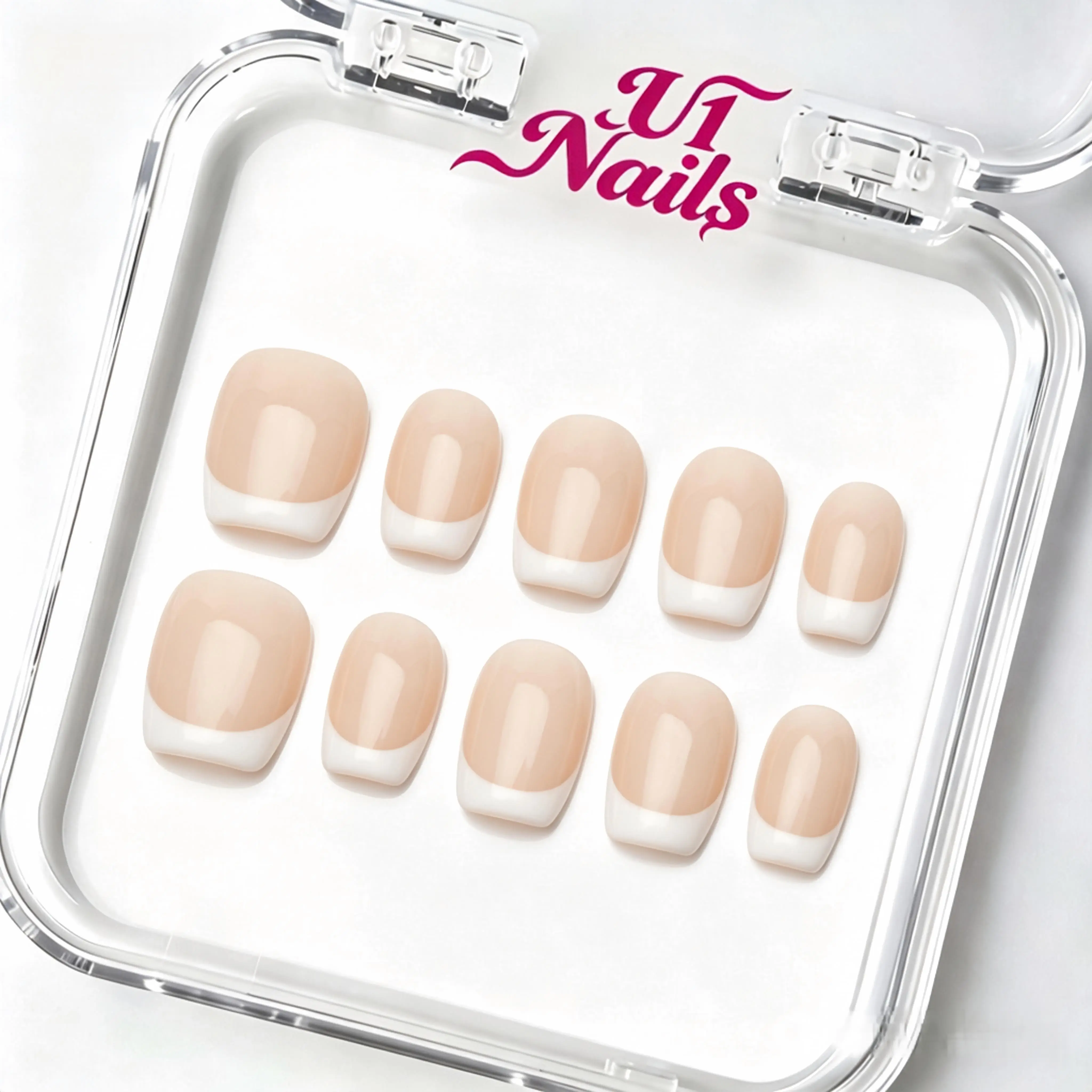 Elegant Lady French Tip Press On Nails - Single Item, Seamless Design, Easy Application, Versatile for Special Events & Everyday Wear U1 manicure