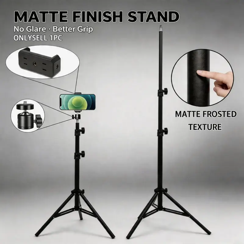 63-Inch Tripod with Foldable Smartphone Holder, Multifunctional Folding Selfie Stand Tripod for Mobile Phone and Camera, Home and Outdoor Use, Cellphone Accessories
