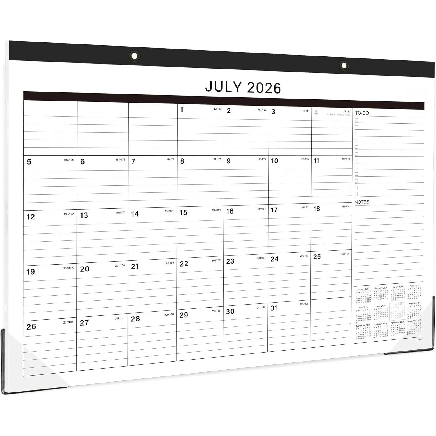 Desk Calendar 2026-2027 - 18 Months Desk Calendar 2026-2027, Jul 2026 - Dec 2027, 2026-2027 Calendar with 17" x 12" Thick Paper, -Wire Binding & Hanger, Julian Dates