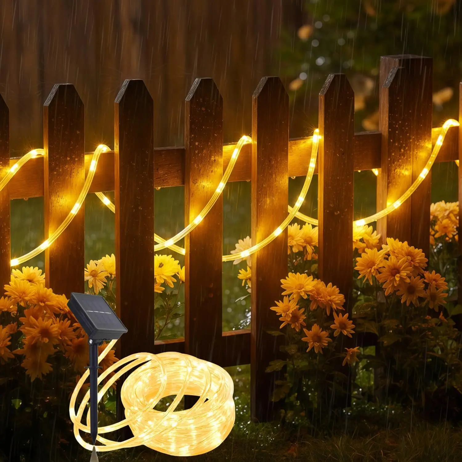 Solar Rope Lights, 33FT 100LED String Lights Outdoor, 8 Lighting Modes Solar  Rope Lights for Christmas Easter Party Holiday Tree Decoration, Warm White