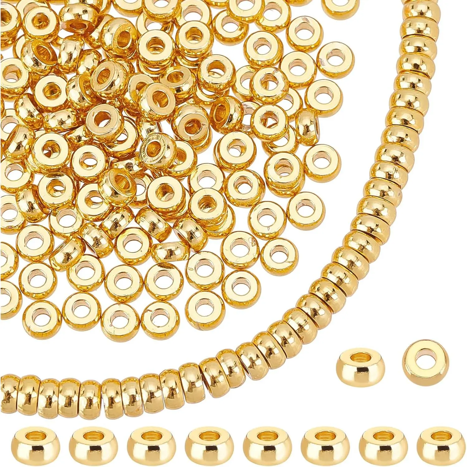 240 count 18K  Disc Sapcer Beads, 4mm Flat Round Beads Heishi Rondelle Bead Solid Brass Bead Metal Spacers for Summer Stackable Necklace Bracelet  Making