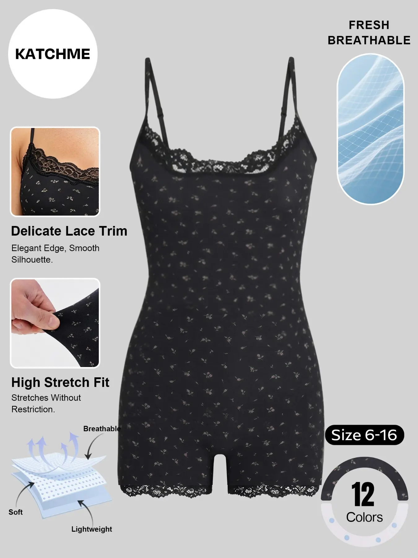 Women's Workout Polka Dot Thin Strap Lace Trim Stretch Playsuit, Lightweight Adjustable Strap Quick-Drying Flattering Bodysuit, Flexible Seamless Sweat-Wicking Outdoor Clothing, Sleeveless Jumpsuits #TikTokMadeMeBuyIt #SummerEssentials