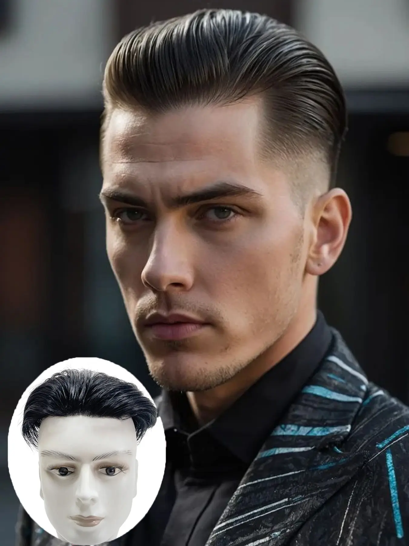 Men's Natural Back Comb Toupee - V-Looped Human Hair on Ultra-Thin  PU Skin Base - Effectively Covers Bald Spots & Thinning Hair for a Flawless Look.Confidence Booster for Hair Loss
