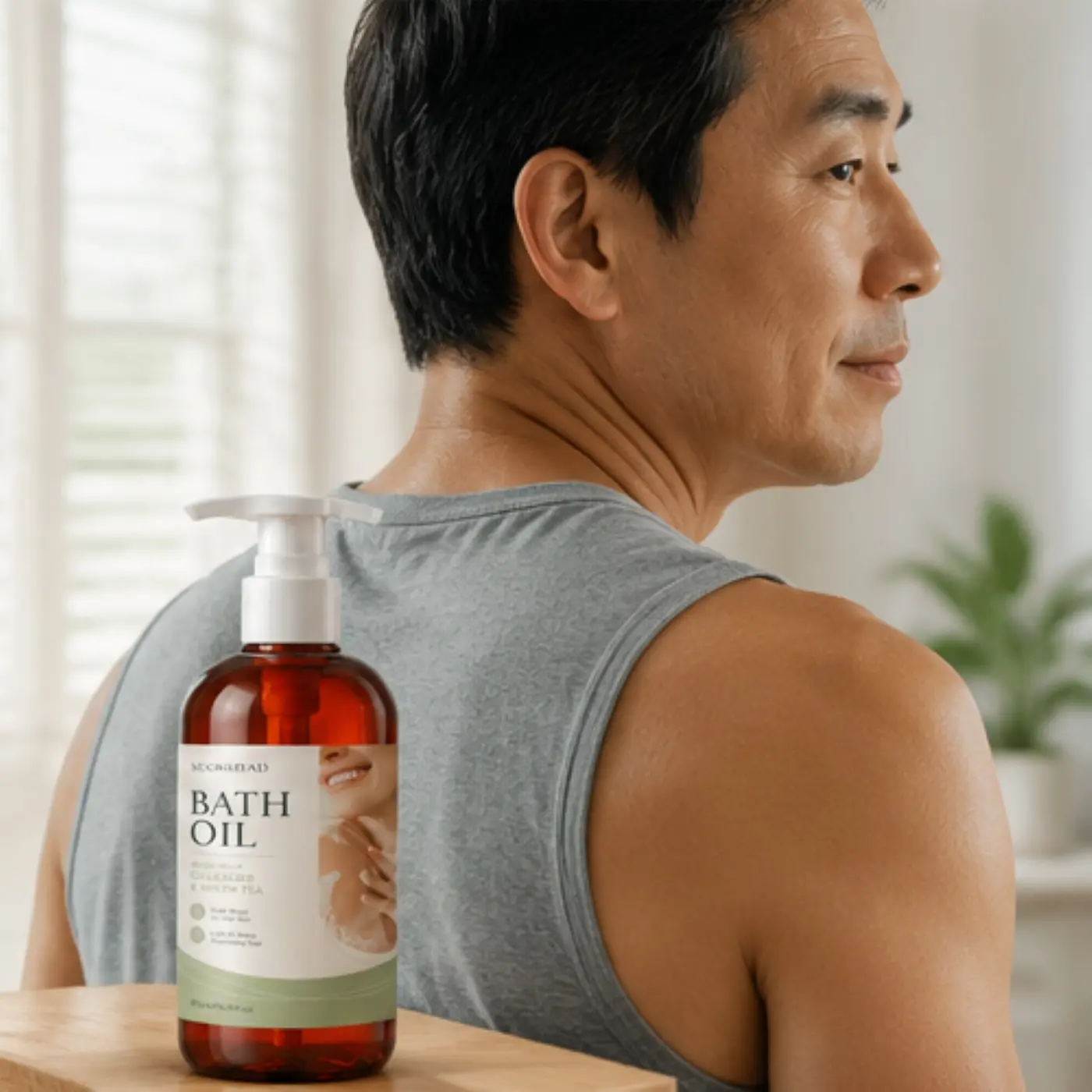 Bath Oil, with cucumber and green tea, daily ritual, soft skin, light & clean, nourishing feel, for bath use, 300ml/10.14fl.oz