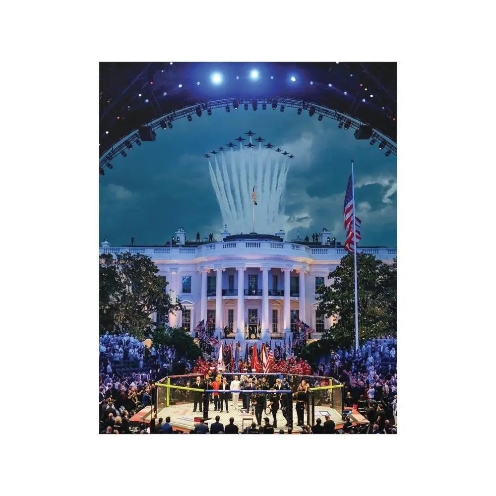 House Flyover Mma Vertical Poster, Wood Frame or Core, Battle Night, Freedom 250, American Flag, Perfect Gift for Men and Women