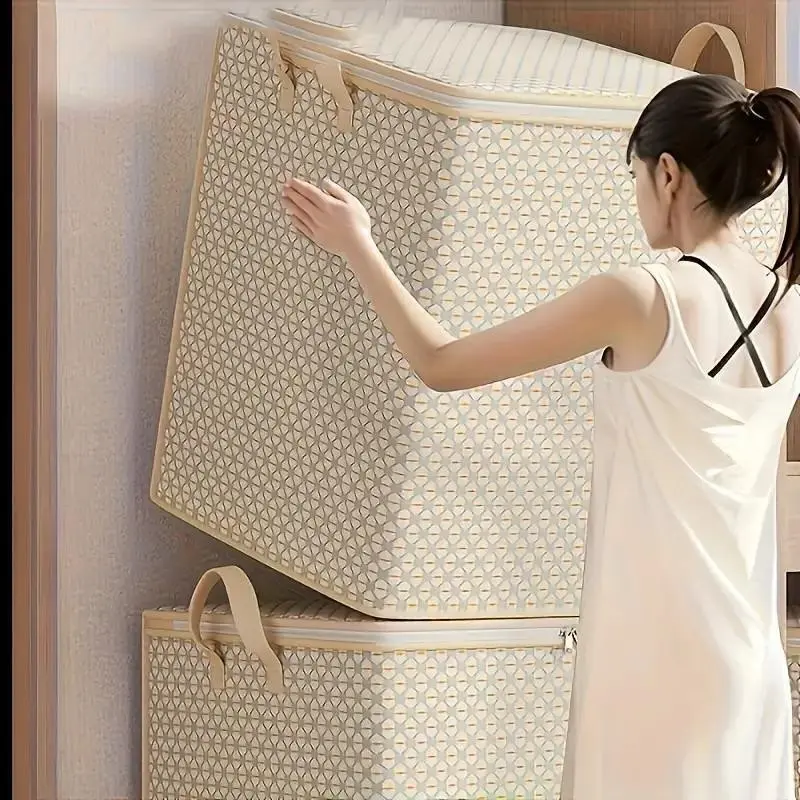 Extra Large Fabric Storage Box with Zipper Closure, Dustproof and Moisture-Resistant, Ideal for Home, Travel, Moving, Clothes Storage Boxes, Fabric Storage Bin