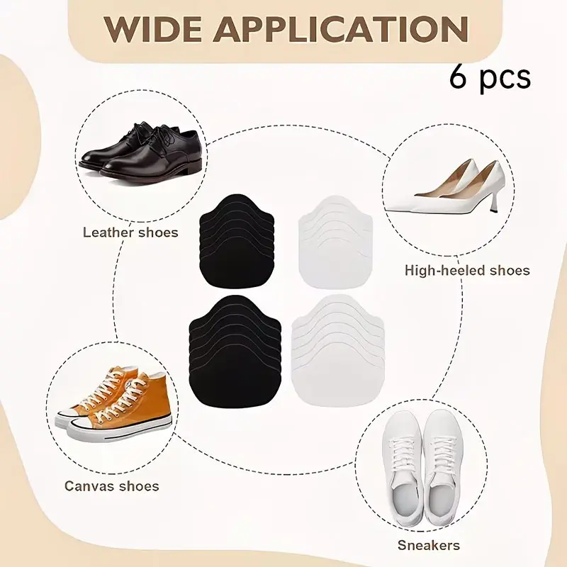 6 Pcs Shoe Patch Heel Repair Stickers, Durable Heel Protection for Sports Shoes, Fixes Holes, Suitable for Sports, Synthetic Leather, High Heels