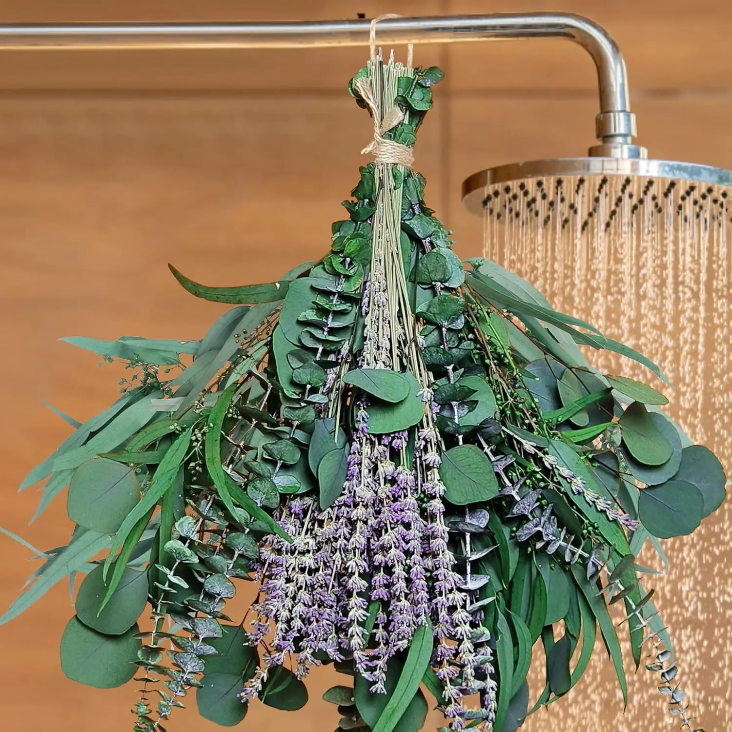 52 PCS Mix Dried Eucalyptus & Lavender Flowers Bundles for Shower, 17'' Natural Real Hanging Silver Dollar Eucalyptus Leaves Stems, Fragrance Fresh Plants Home Bathroom Decor (52pcs) |   Eucalyptus for Shower and Decor