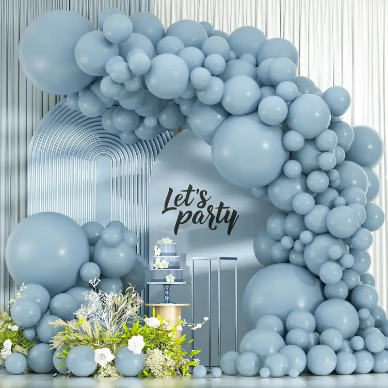 114 count Dusty Blue Balloons Different Sizes, 18 12 10 5 inch Retro Pale Aqua Blue Balloons Garland Arch kit for Birthday Boho  Shower Bachelorette Wedding Party Decorations