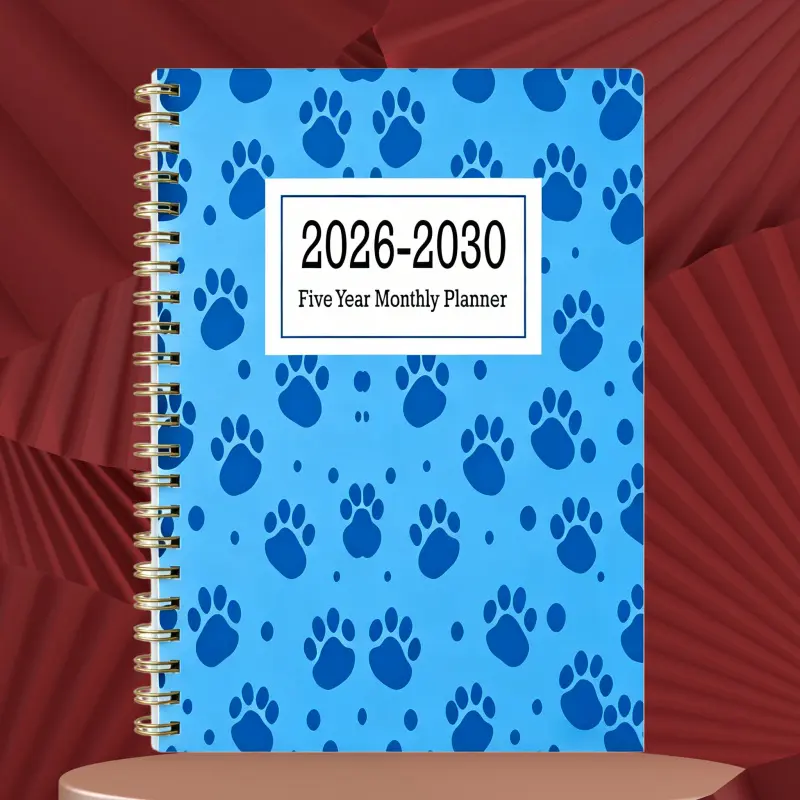 2026-2030 Monthly Custom Calendar with Various Puppy Paw Print Theme Covers - January 2026 to December 2030, 5-Year Monthly Custom Calendar, Yearly Planner, Month Tabs, 60-Month Calendar, 13.97 cm x 21.08 cm