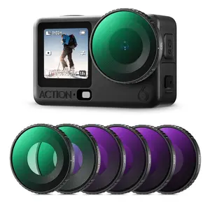 K&F CONCEPT Kit of 6 HD Filters Compatible with dji Osmo Action 6, CPL Filters ND8 ND16 ND32 ND64 Black Diffusion 1/4 Polarizer Light Reduction HD Optical Glass with Nano Multilayer Coating