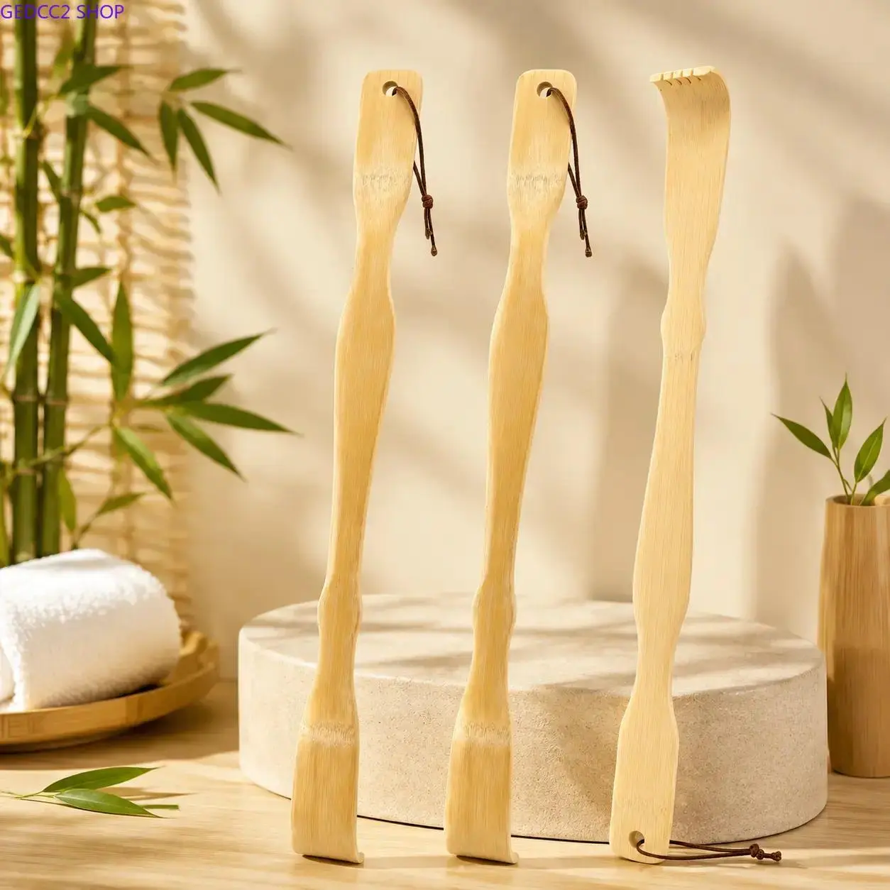 3-Pack Bamboo Back Scratcher, 16.5" Long Handle Wooden Stick for Back Itch Relief, Smooth Finish for Sensitive Skin, Stress Reliever Gift for Seniors