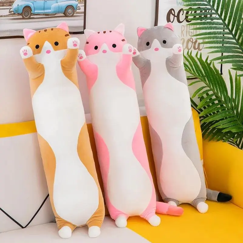 Soft Plush Cat Leg Pillow, Long Pink-Brown-Grey Sleeping Cat Doll Collectibles, Safe-Material Unisex for Ages 12+, Holiday/Birthday , Safe Materials food squishies kawaii new edition suitable forchildren must-have gift cartoon viral mystery anxiety relief