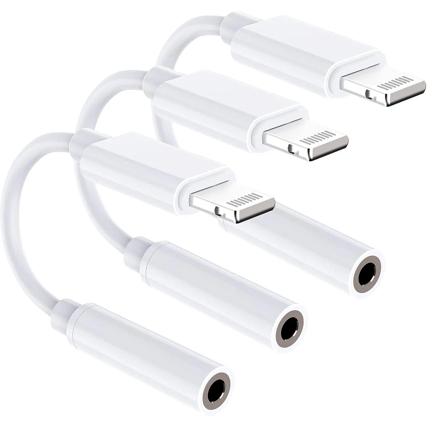Headphone Adapter for iPhone 14, 3 Pack Lightning to 3.5mm AUX Audio Stereo Earphone Connector for iPhone 14 Pro/13/12/11/XS/XR/X/iPad, Support Calling + Music Control