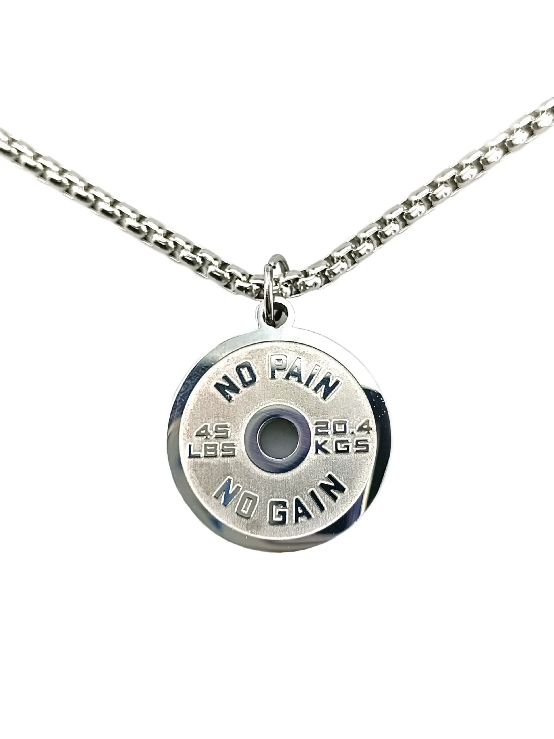Sport Fitness Stainless Steel Barbell Plate Necklace Series, Inspirational Pearl Chain Pendant Accessory, Motivational Jewelry for Gym Enthusiasts, Gift Necklace