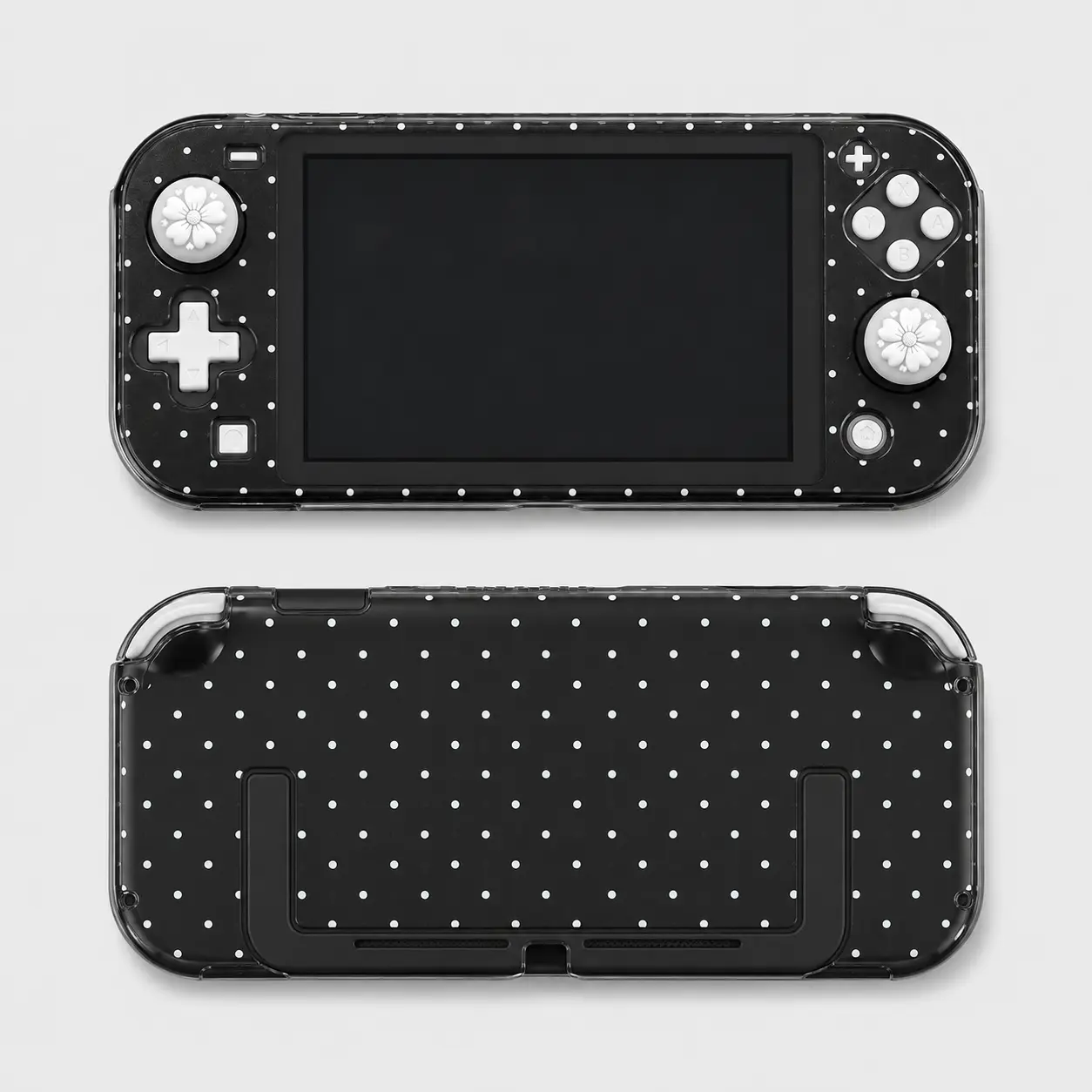 Hard Shell Protective Case for Nintendo Switch Lite Handheld Console Accessories, Black Polka Dot Full Cover, Slim Fit, Anti-Scratch Front & Back Protection