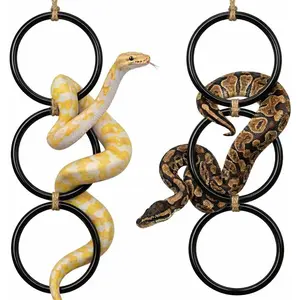 2 Pack Reptile Climbing Ring Toys, Terrarium Habitat Decor, Enrichment Accessories for Snakes, Bearded Dragons, Chameleons, Lizards and Parrots