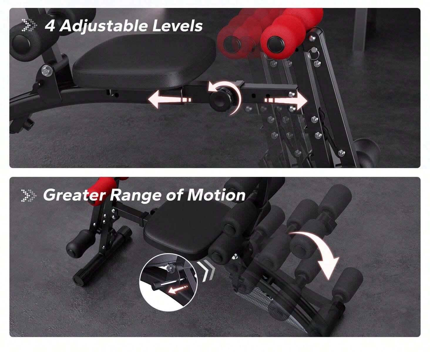 Multi-Functional Adjustable Ab Machine Workout Bench Sit Up Machine Push Up Exercise Chair for Home Gym Ab Machine, Multi-Functional Adjustable Ab Trainer & Exercise Equipment