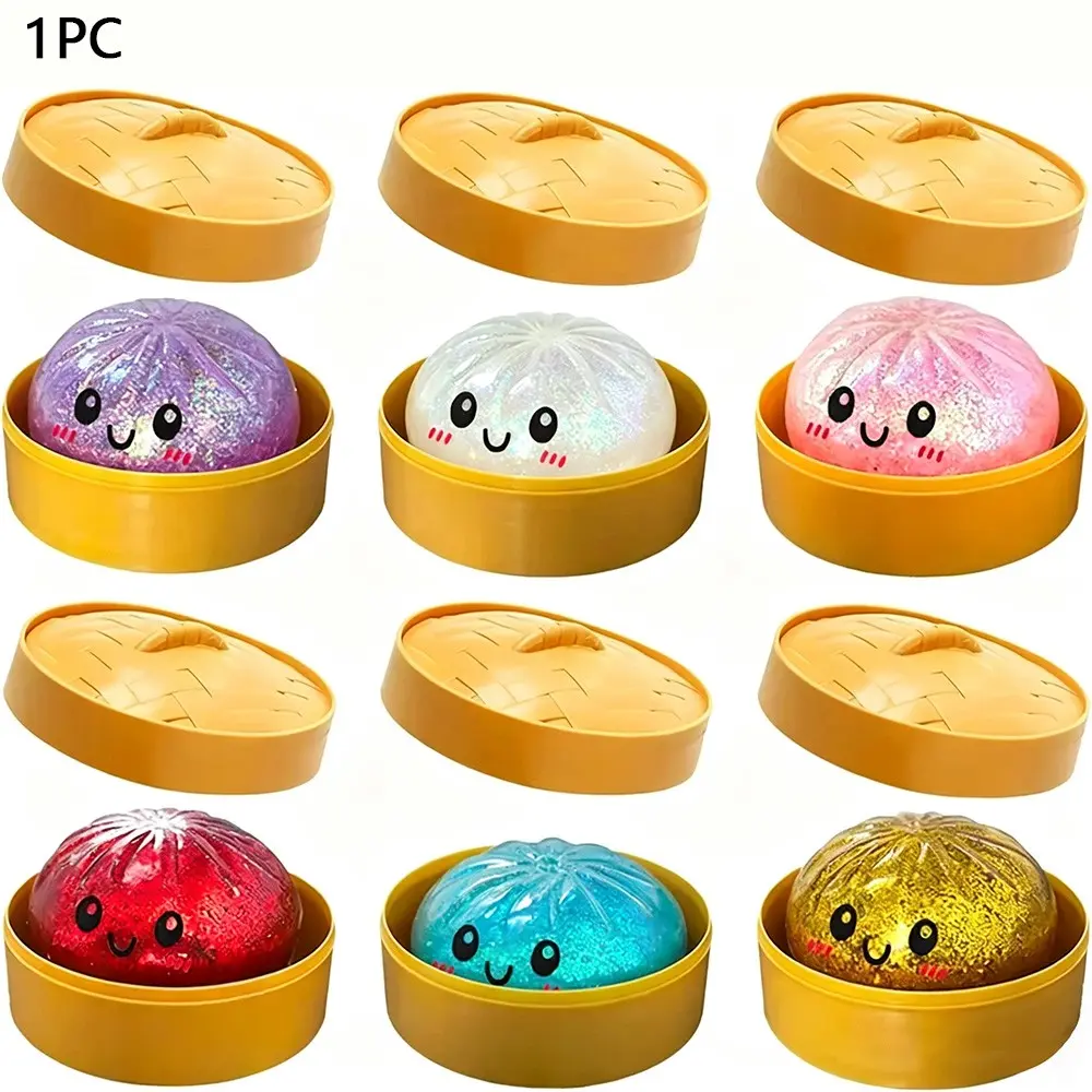 1pc Stress Relief Soft Dumpling Stress Balls, Sensory Toys, Squeezable Dough Balls, Soft Stress Relief Toys, Elastic Ball Toys, Steamed Dumpling Fidgets