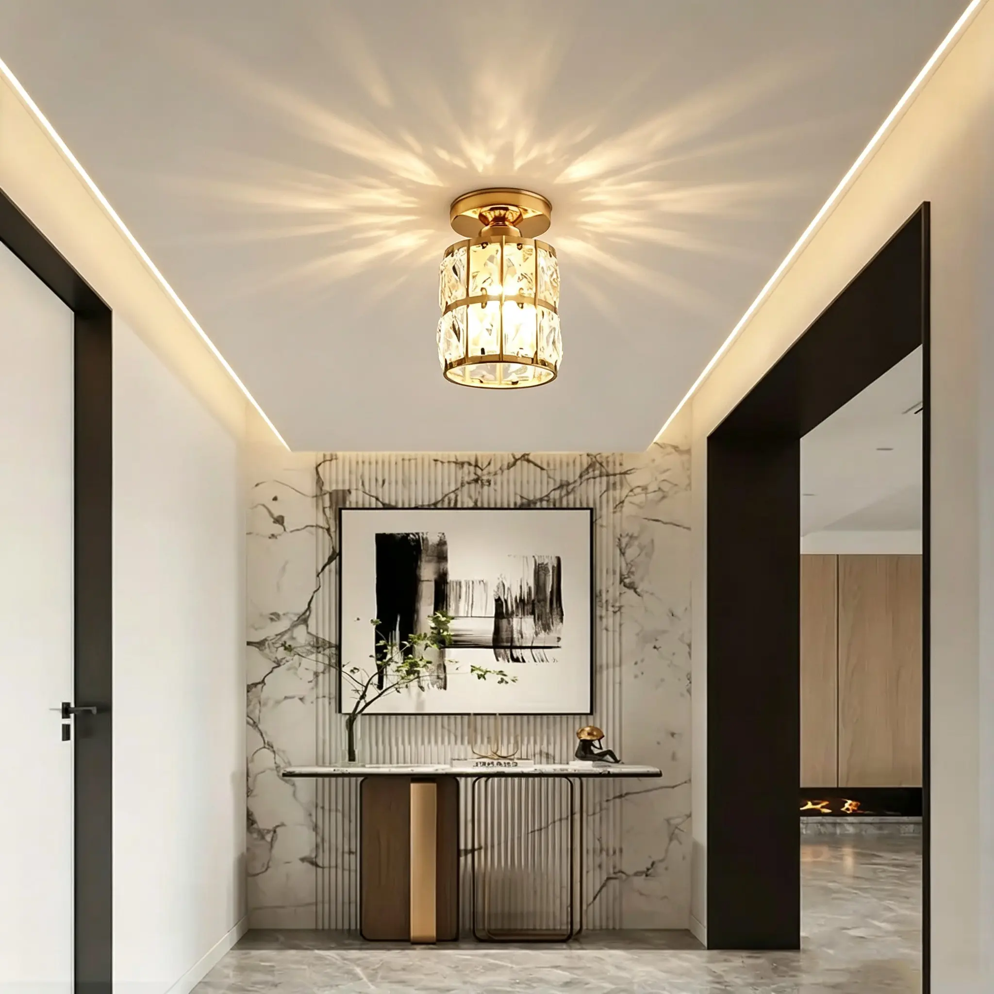 Modern Crystal Chandelier, E26/e27 Socket, Elegant Lighting Fixture for Home & Office, Durable Design