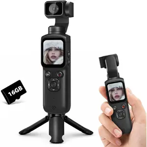 4K Vlogging Camera for YouTube, 75MP Pocket Digital Video Camera Handheld Camcorder with PDAF Autofocus, 330? Rotating Lens, AI  , 1.72"  Screen with 16GB Card, Tripod for