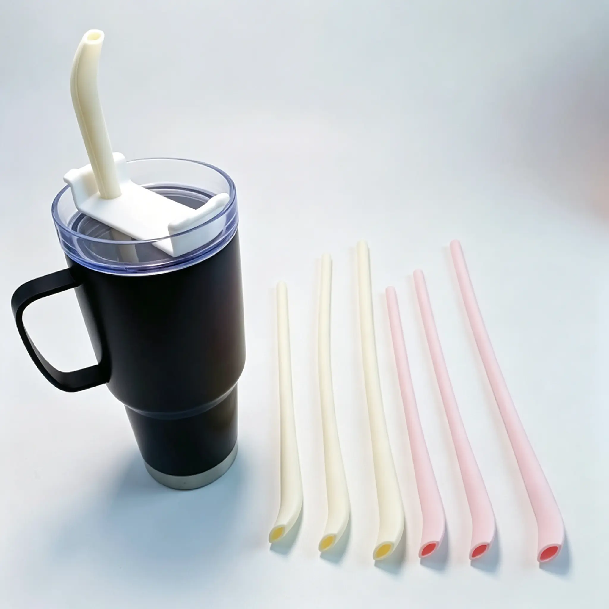 New Silicone Anti-Wrinkle Straw Reusable Flat Mouth Drinking Straw