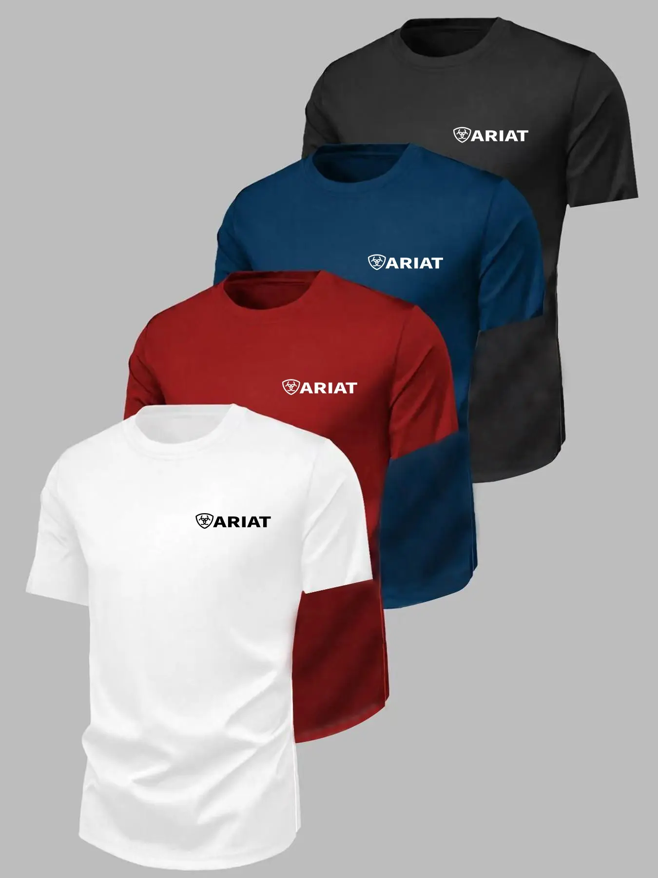 Unisex Plain Sportswear Set, Classic Round Neck Short Sleeve, Loose Fit, All Seasons, Blue, Ideal for Fitness & Casual Wear