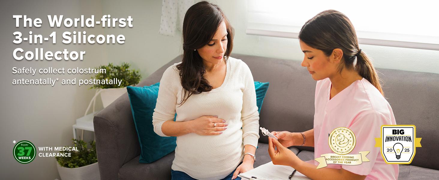 Colostrum Collector Kit Breast Milk Collector with Cotton Cloth Wipe and Storage Case, Ready-to-Use, Reusable, 4ml/6pcs