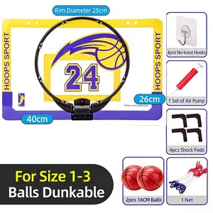 Indoor Basketball Folding Compact Hoop, Kids Door Mount Office Basket, Teen & Adult Mini Hoop, Room Door, Includes 2 Balls
