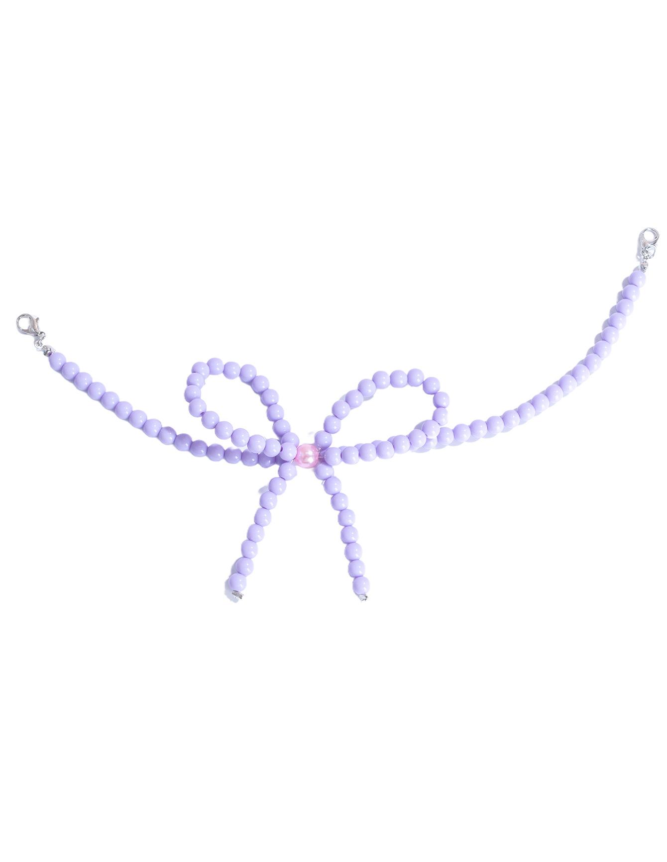 Small-scale yet versatile pearl bow baseball cap accessory, colorful dopamine hat chain, high-end and glittering small-scale design cross pendant necklace, shiny collar chain, women's accessory