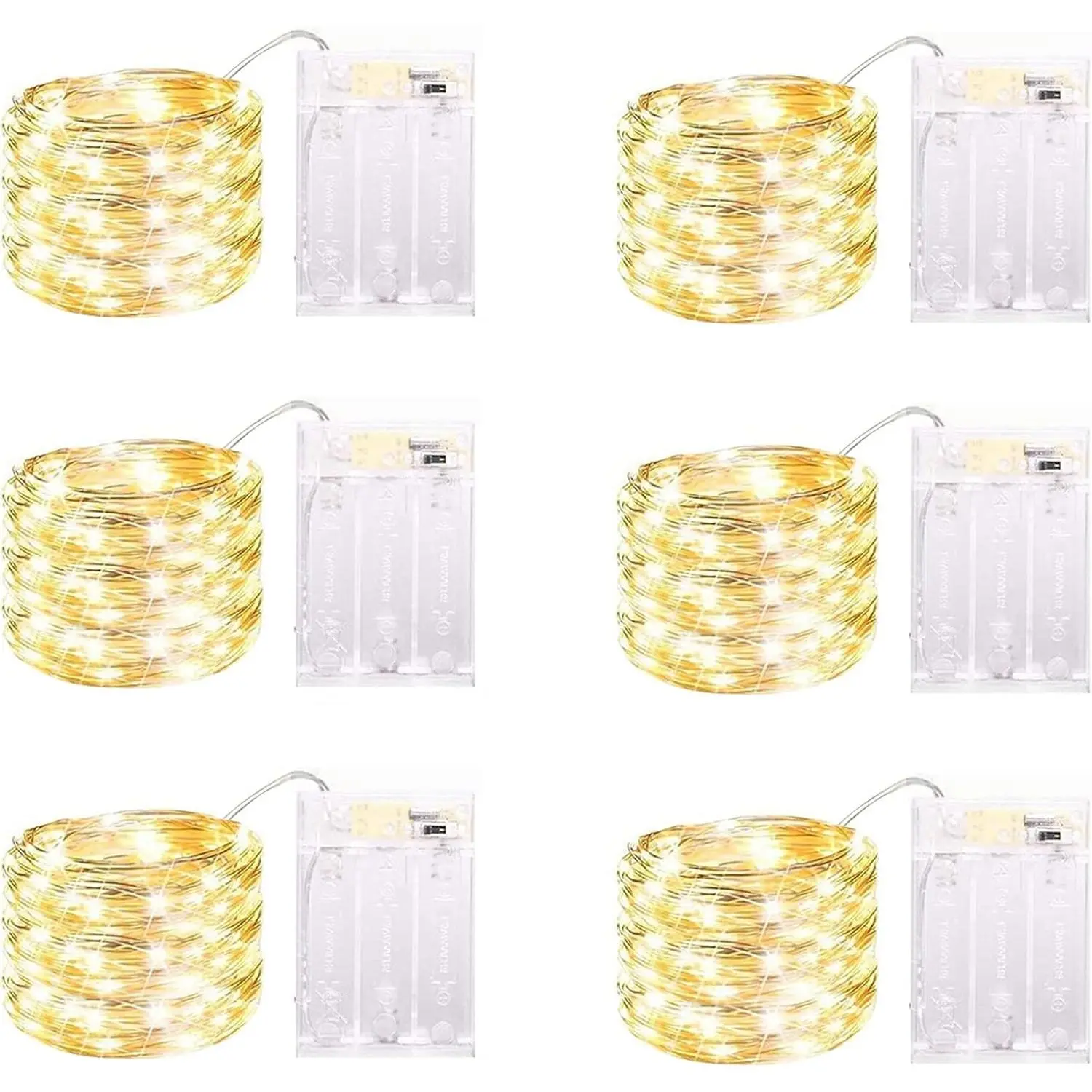 6 Pack LED Fairy Lights Battery Operated with Timer, 13FT 40LED Waterproof Silver Wire Twinkle String Lights for Wedding Christmas Birthday Party Mason Jar Decorations, Warm WhiteGift