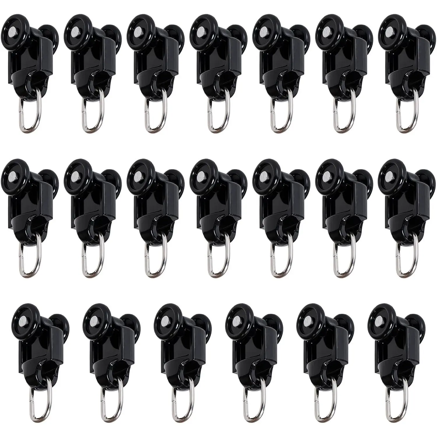 20 count Curtain Track Rollers Hooks, Plastic Mute Wheel Rollers, Black | Ceiling Curtain Track Gliders, Window Curtain Track Accessories,  Wheel Shower Room Divider Track Rollers