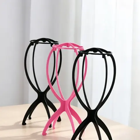 3-Pack Wig Stands, Portable Plastic Wig and Hat Holders, Durable Design, Ideal for Styling & Displaying