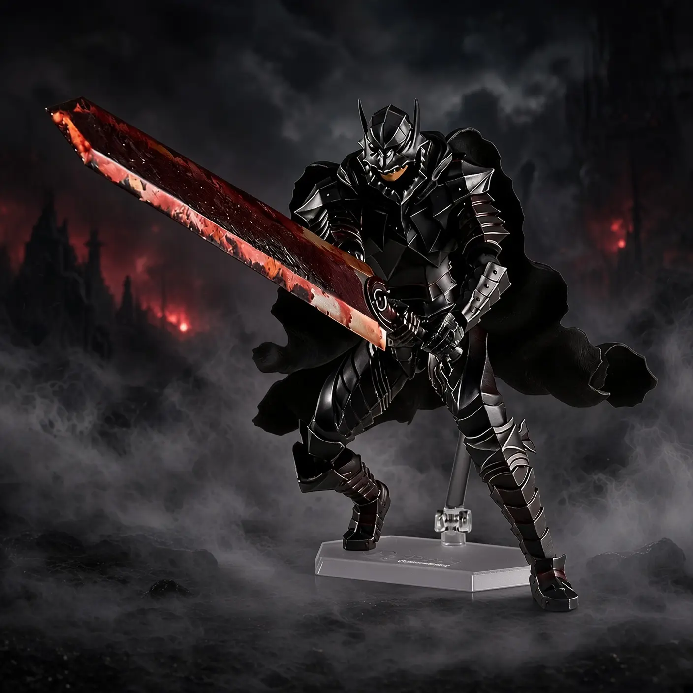 Berserk Guts Berserker Armor Action Figure 16CM, Fully Articulated Black Swordsman Collectible Model with Giant Dragonslayer Sword, PVC Anime Toy Gift for Berserk Manga & Anime Fans